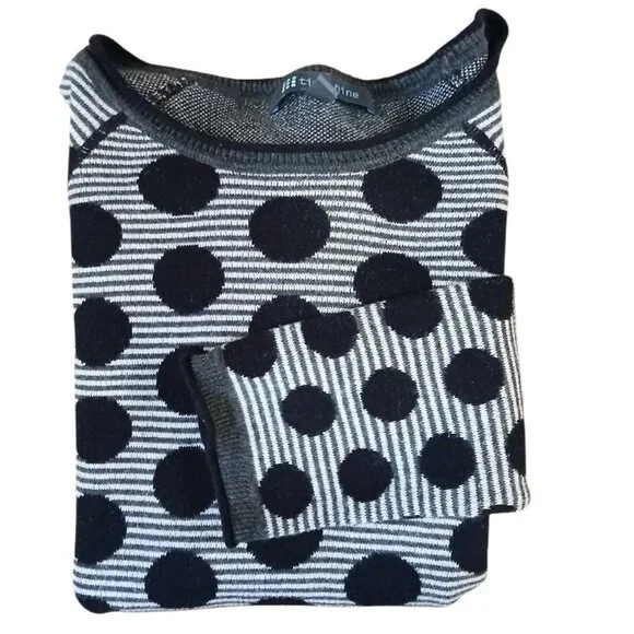 TITLE NINE Black/White Polka Dot Crew Neck Sweater - Picture 5 of 10